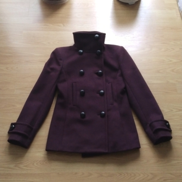 Aritzia Babaton Howell Pea Coat in Plum | Size Small - Picture 1 of 9